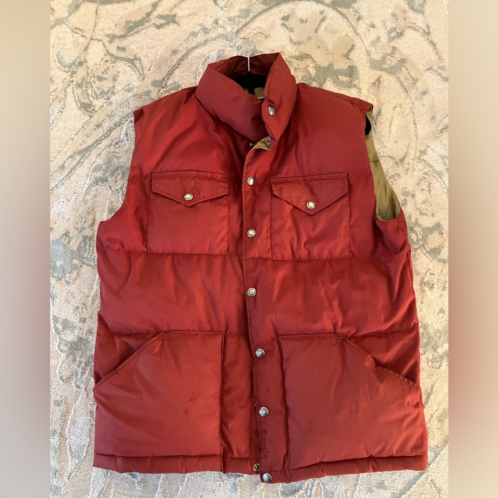 Vintage The North Face Goose Down Puffer Jacket Vest Brown Label L Orange 70s
